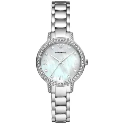 Armani Cleo 32mm Cubic Zirconia MOP Dial Bracelet Watch