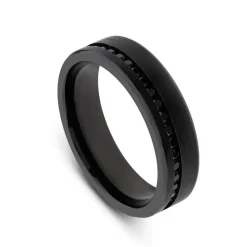 Black Titanium Black Cubic Zirconia Line Mens Ring