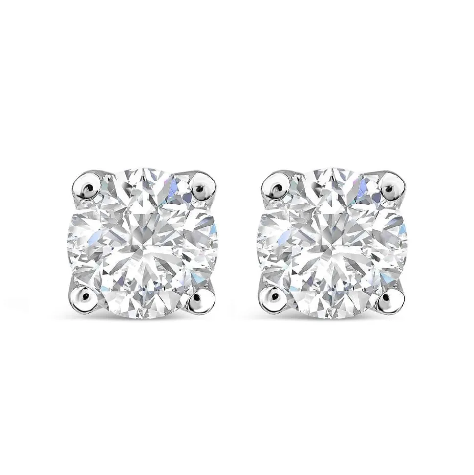 Born 9ct White Gold Lab Grown 1ct Diamond Brilliant Stud Earrings