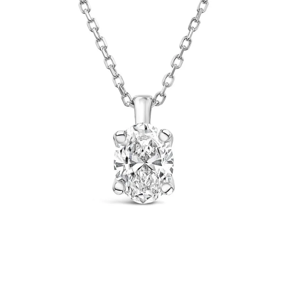 Born 9ct White Gold Lab Grown 0.50ct Diamond Oval Pendant