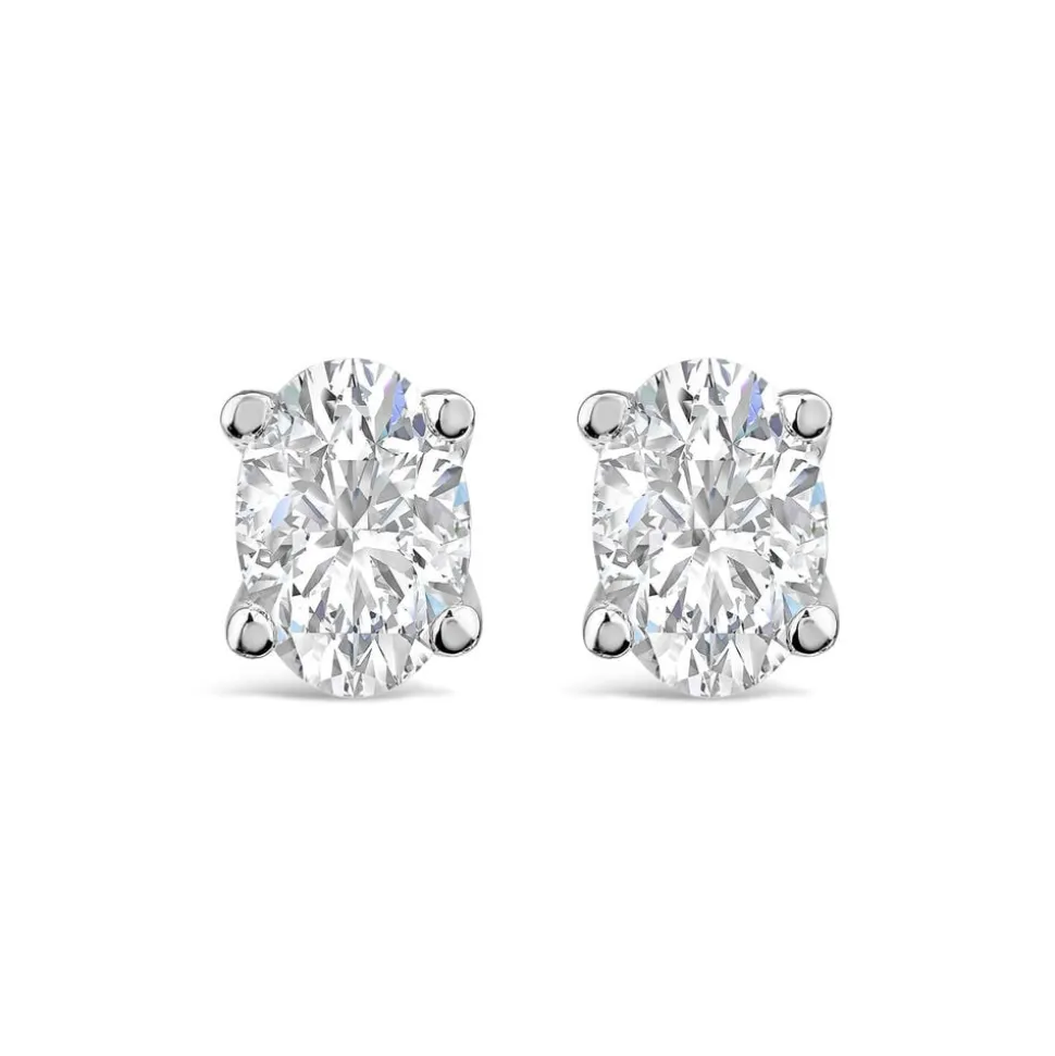 Born 9ct White Gold Lab Grown 0.50ct Diamond Oval Stud Earrings