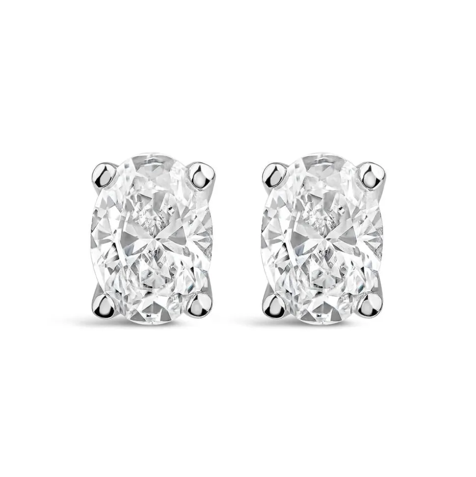 Born 9ct White Gold Lab Grown 0.80ct Diamond Oval Stud Earrings