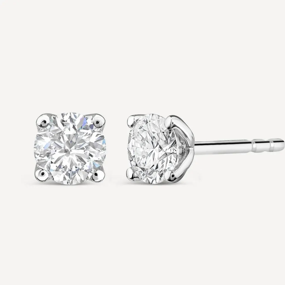 Born 9ct White Gold Lab Grown 1ct Diamond Brilliant Stud Earrings