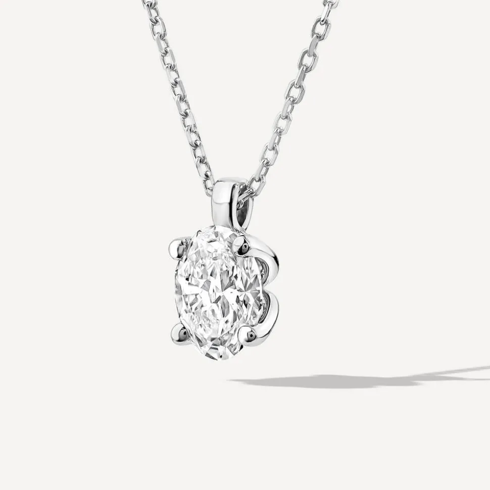 Born 9ct White Gold Lab Grown 0.50ct Diamond Oval Pendant