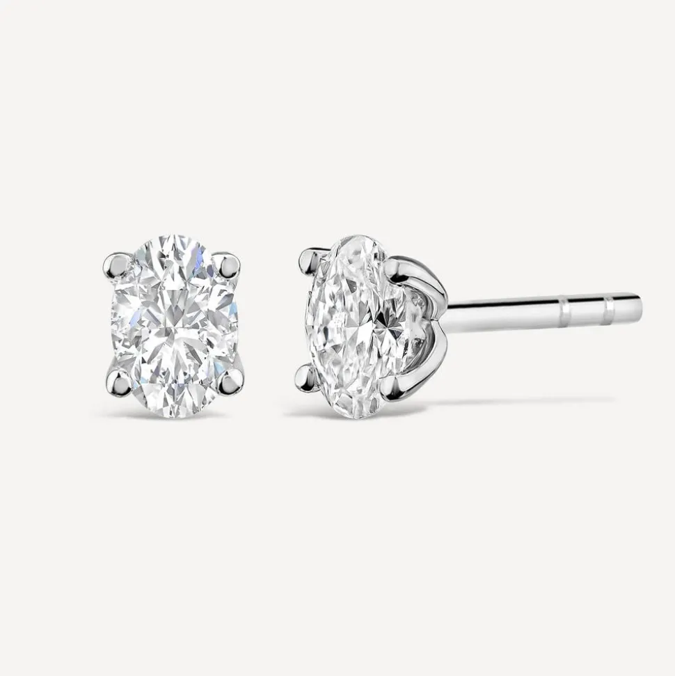 Born 9ct White Gold Lab Grown 0.50ct Diamond Oval Stud Earrings