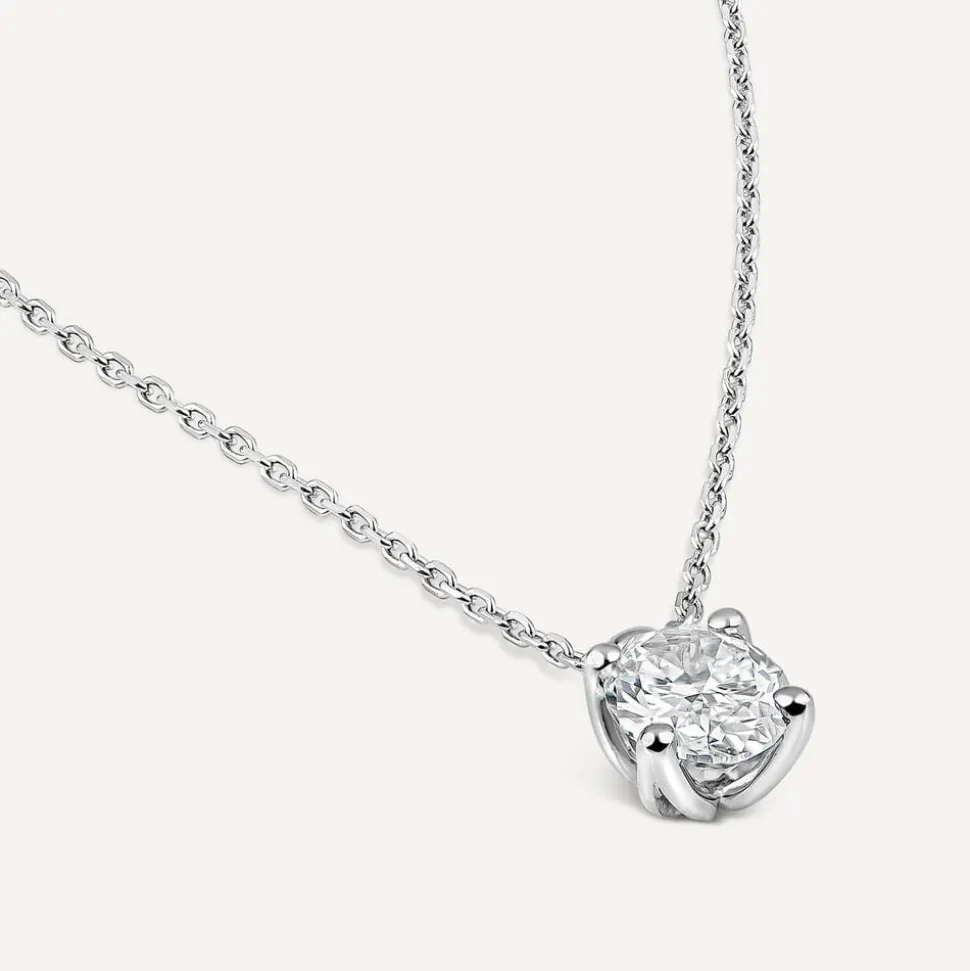 Born 9ct White Gold Lab Grown 0.50ct Diamond Oval Pendant