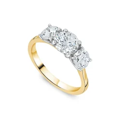Born 18ct Yellow Gold 2ct 3 Stone Round Brilliant Diamond Ring