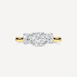 Born 18ct Yellow Gold 2ct 3 Stone Round Brilliant Diamond Ring
