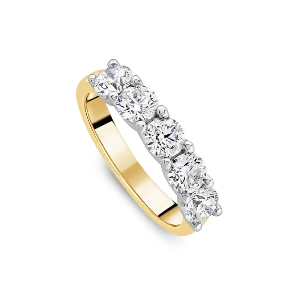 Born 18ct Yellow Gold 1.50ct Lab Grown 5 Stone Half Eternity Diamond Ring