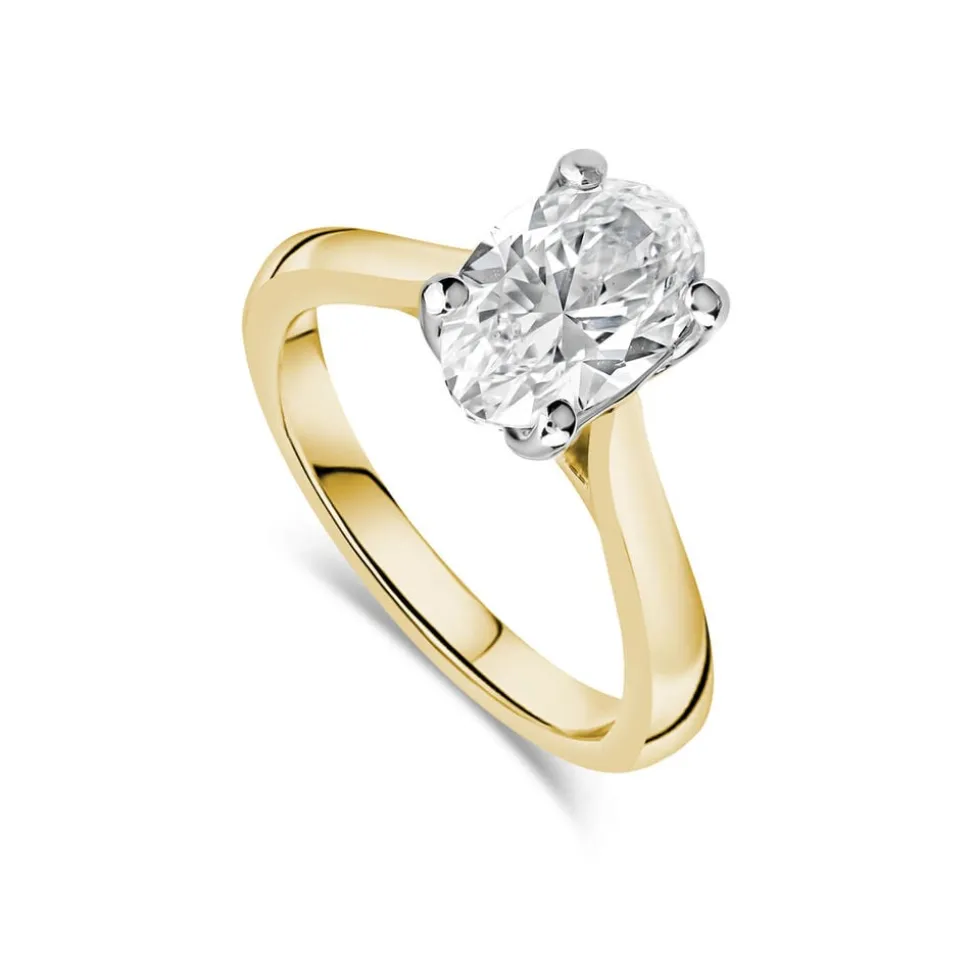 Born 18ct Yellow Gold 2.00ct Lab Grown Oval Solitaire Diamond Ring