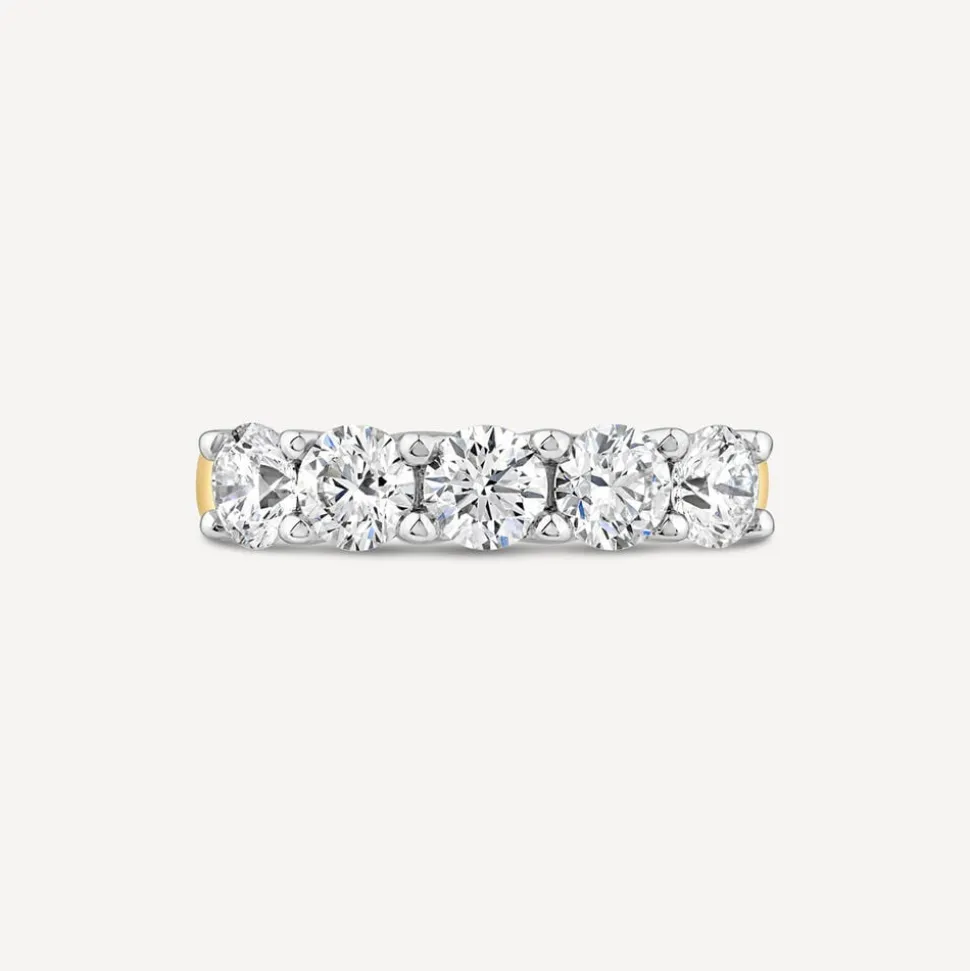 Born 18ct Yellow Gold 1.50ct Lab Grown 5 Stone Half Eternity Diamond Ring