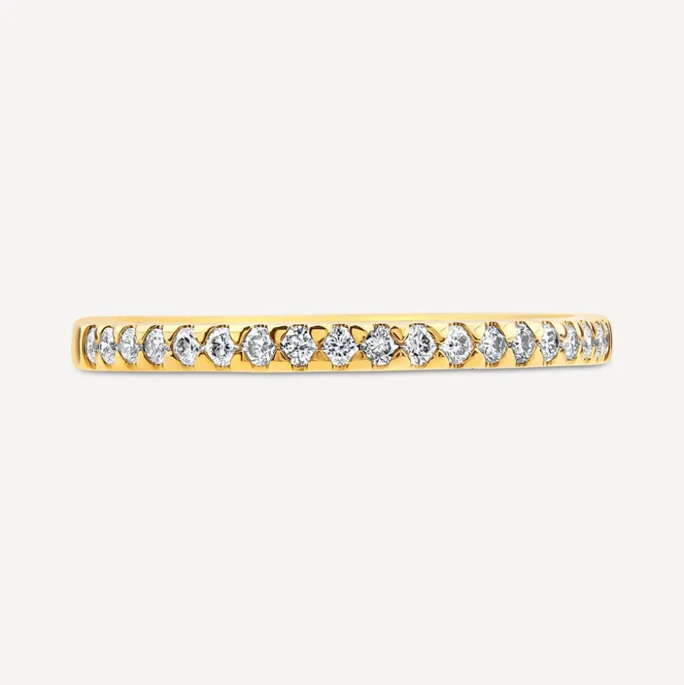 Born 18ct Yellow Gold 0.15ct Lab Grown Diamond Triangle Claw Set Half Eternity Wedding Ring