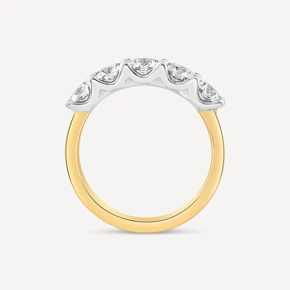 Born 18ct Yellow Gold 1.50ct Lab Grown 5 Stone Half Eternity Diamond Ring