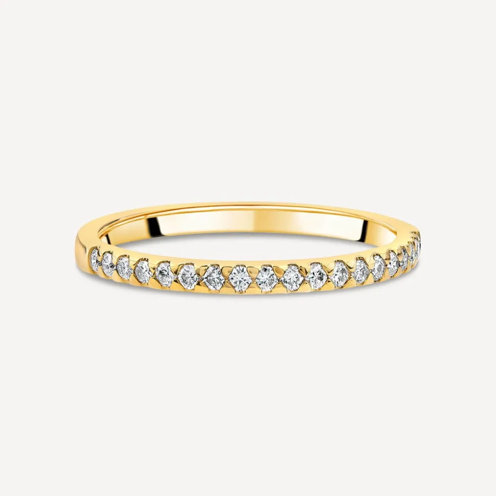 Born 18ct Yellow Gold 0.15ct Lab Grown Diamond Triangle Claw Set Half Eternity Wedding Ring