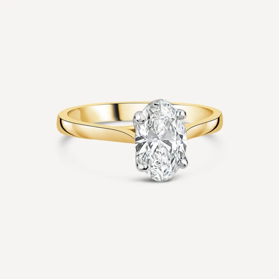 Born 18ct Yellow Gold 1ct Lab Grown Solitaire Oval Diamond Ring
