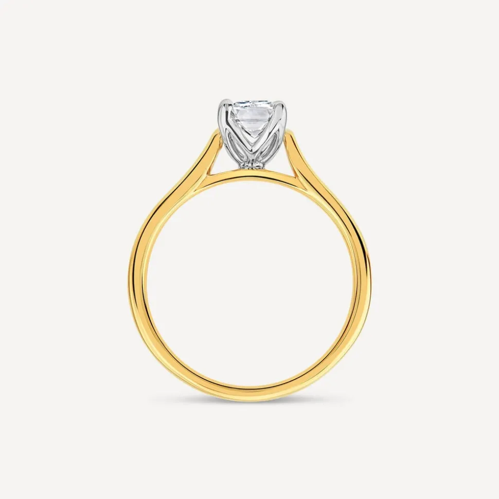 Born 18ct Yellow Gold 1ct Lab Grown Emerald Cut Diamond Ring