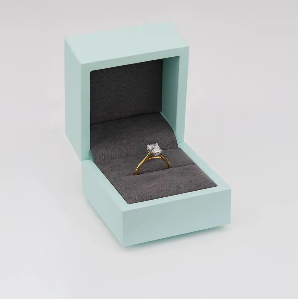 Born 18ct Yellow Gold 1ct Lab Grown Emerald Cut Diamond Ring