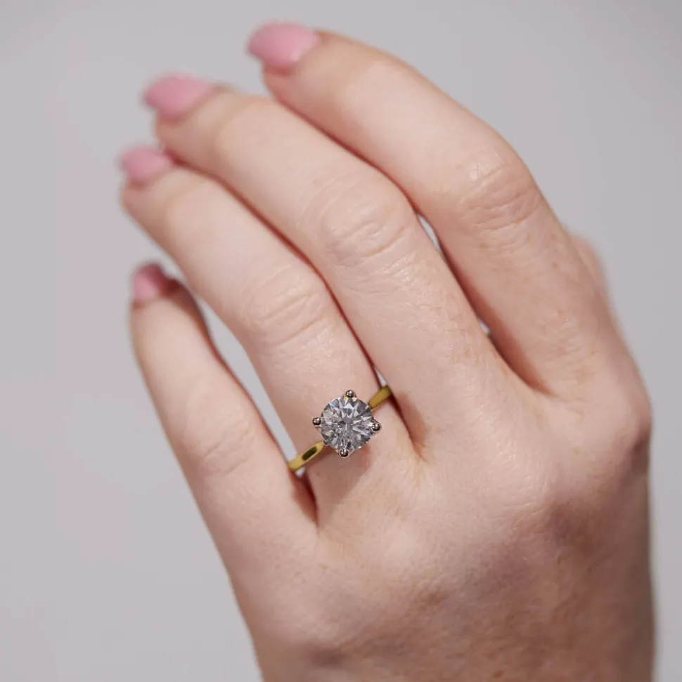 Born 18ct Yellow Gold 2.00ct Lab Grown Round Solitaire Diamond Ring