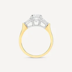 Born 18ct Yellow Gold 1.38ct Round Solitaire & Baguette Diamond Sides Ring