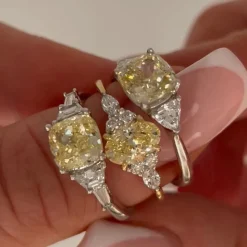 Born 18ct Yellow Gold 1.33ct Yellow Oval Centre & Round/Marquise Lab Grown Diamond Sides Ring