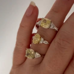 Born 18ct Yellow Gold 1.33ct Yellow Oval Centre & Round/Marquise Lab Grown Diamond Sides Ring