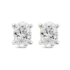 Born 18ct Yellow Gold Lab Grown 0.40ct Diamond Oval Stud Earrings