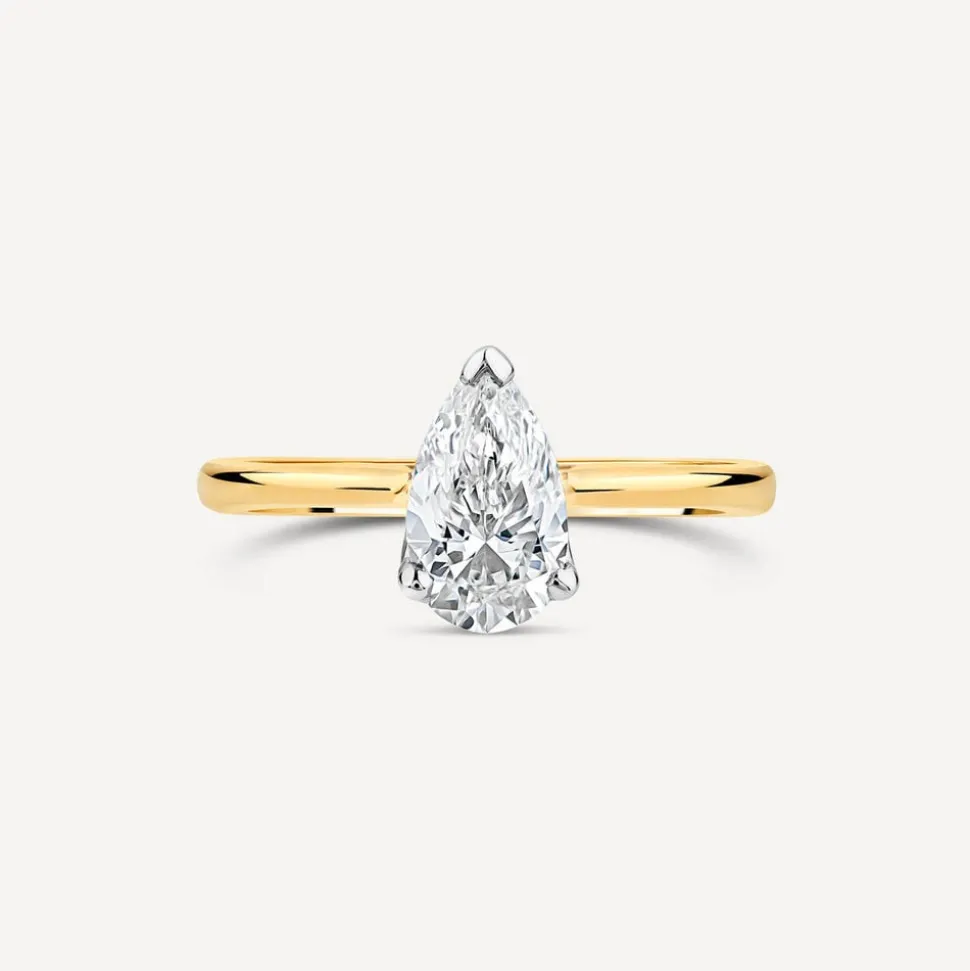 Born 18ct Yellow Gold Lab Grown 1.20ct Pear Diamond Ring