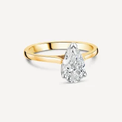 Born 18ct Yellow Gold Lab Grown 1.20ct Pear Diamond Ring
