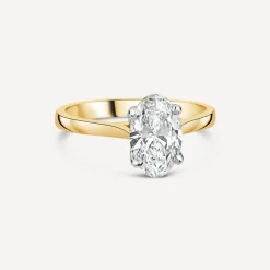 Born 18ct Yellow Gold Lab Grown 1.20ct Solitaire Oval Diamond Ring