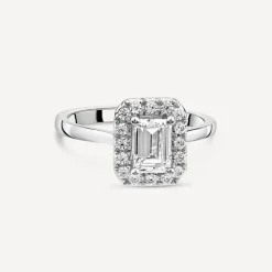 Born Platinum 1.20 Lab Grown Emerald Cut Halo Diamond Ring
