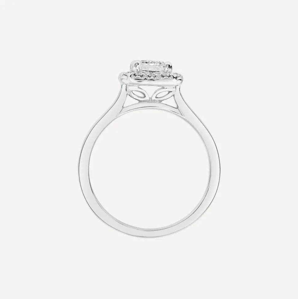 Born Platinum 1.20 Lab Grown Emerald Cut Halo Diamond Ring