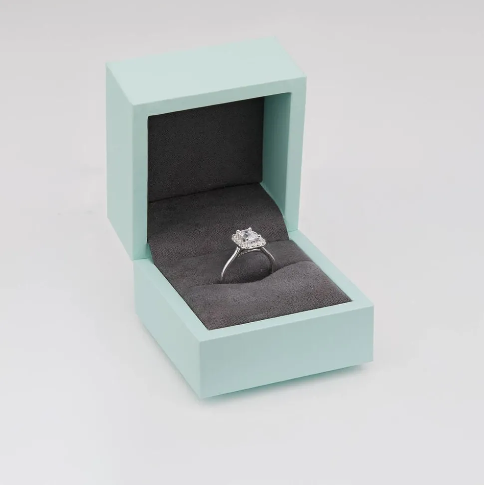 Born Platinum 1.20 Lab Grown Emerald Cut Halo Diamond Ring