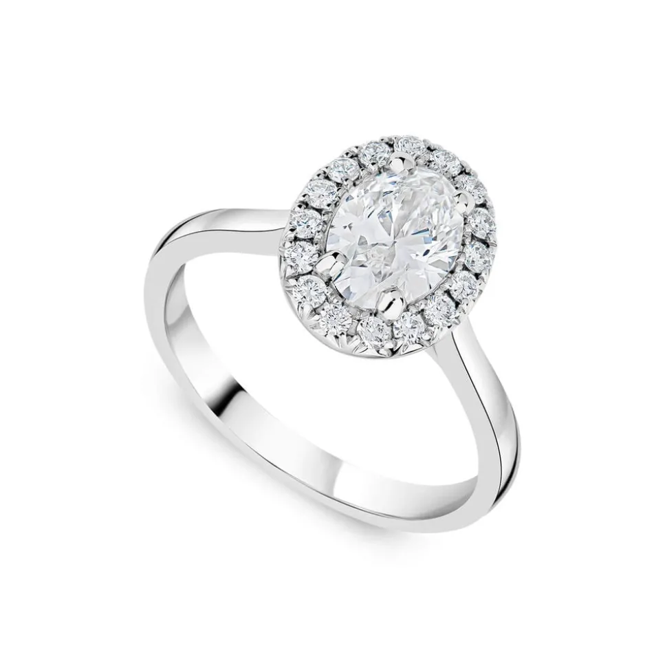 Born Platinum 1.20ct Lab Grown Oval Diamond Halo Ring