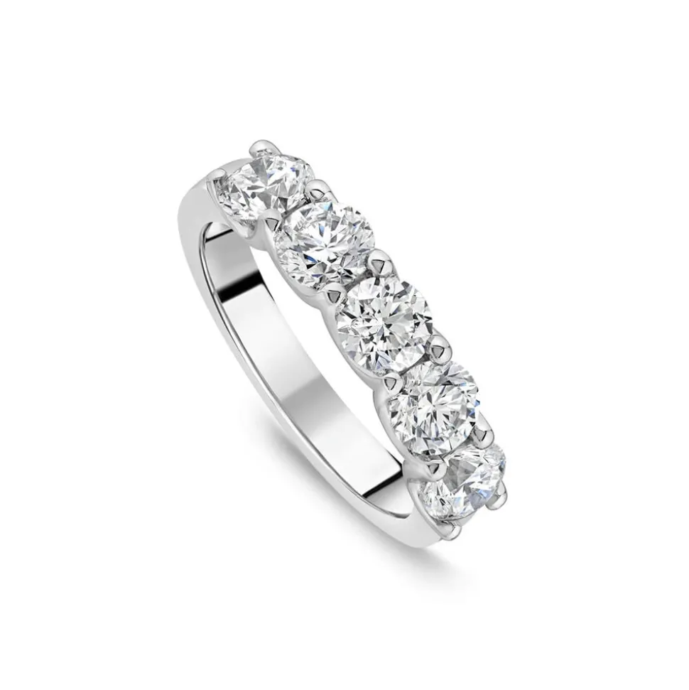 Born Platinum 2ct Lab Grown 5 Stone Half Eternity Diamond Ring