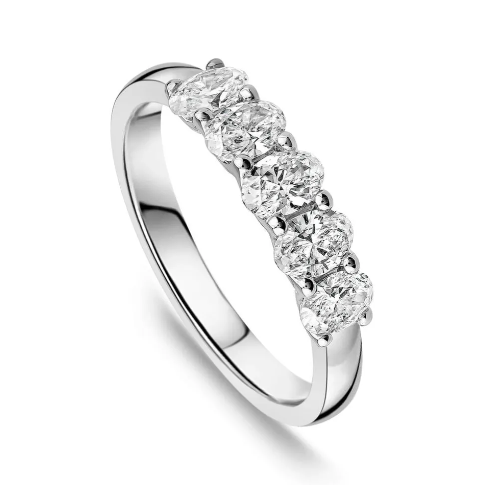 Born Platinum 0.90ct Lab Grown 5 Stone Oval Half Eternity Diamond Ring