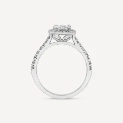 Born Platinum 1.40ct Lab Grown Pear Halo & Diamond Sides Ring