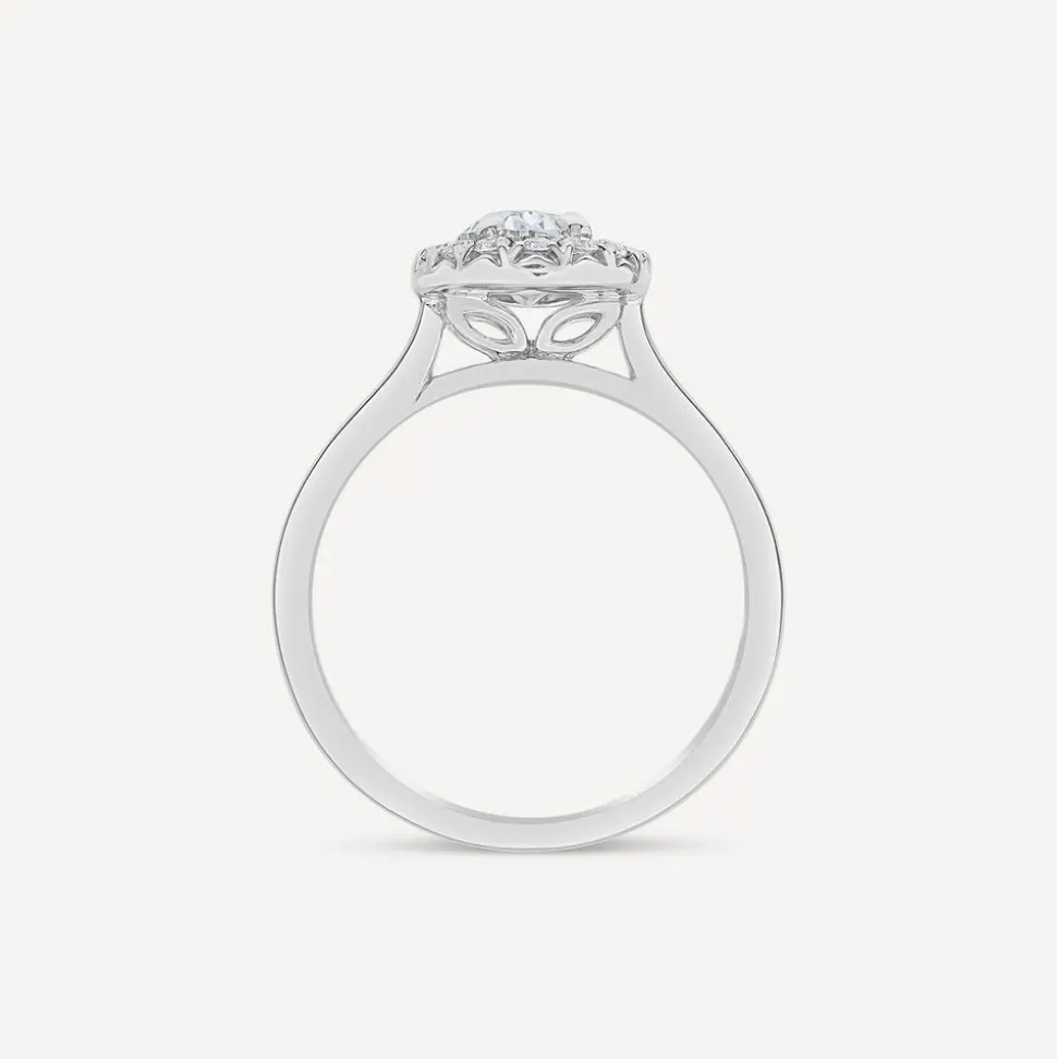 Born Platinum 1.20ct Lab Grown Oval Diamond Halo Ring