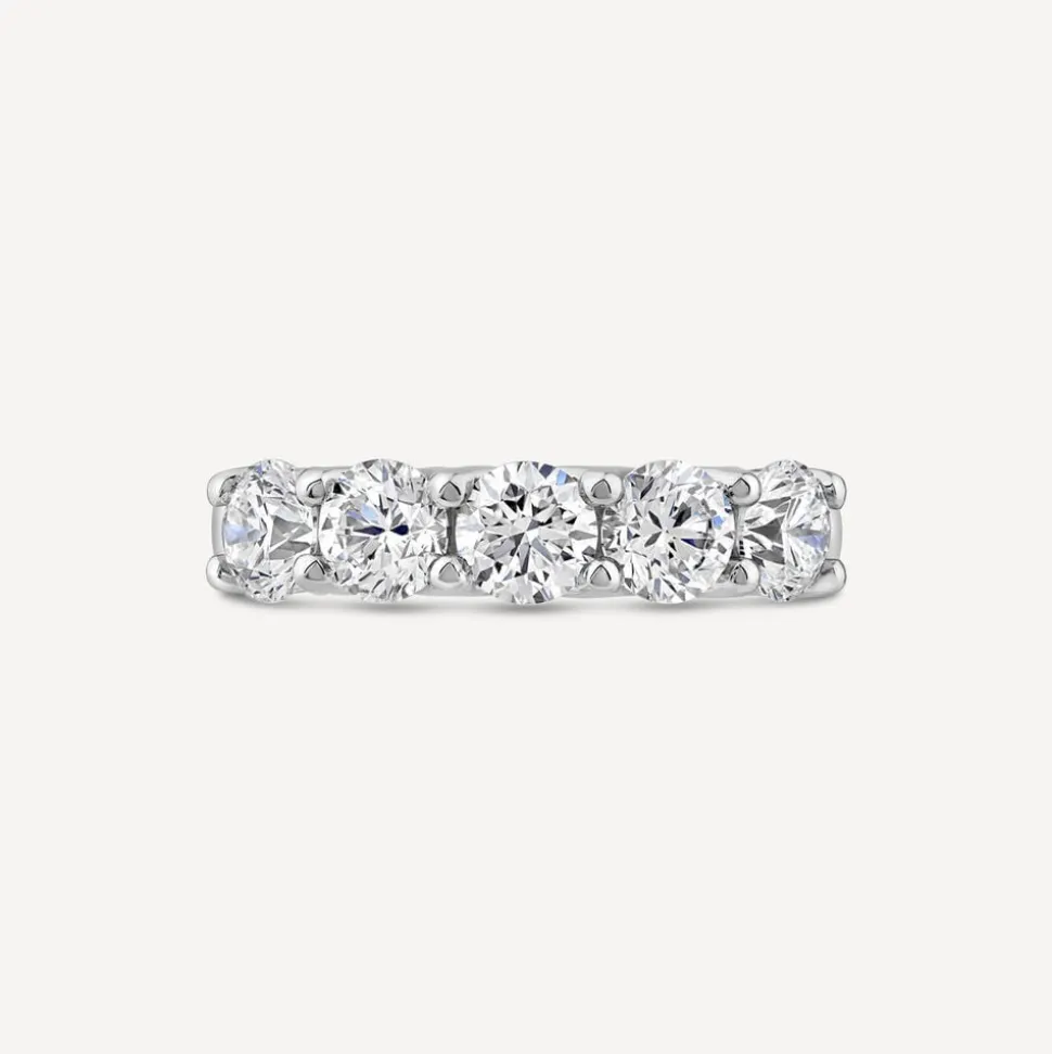 Born Platinum 2ct Lab Grown 5 Stone Half Eternity Diamond Ring