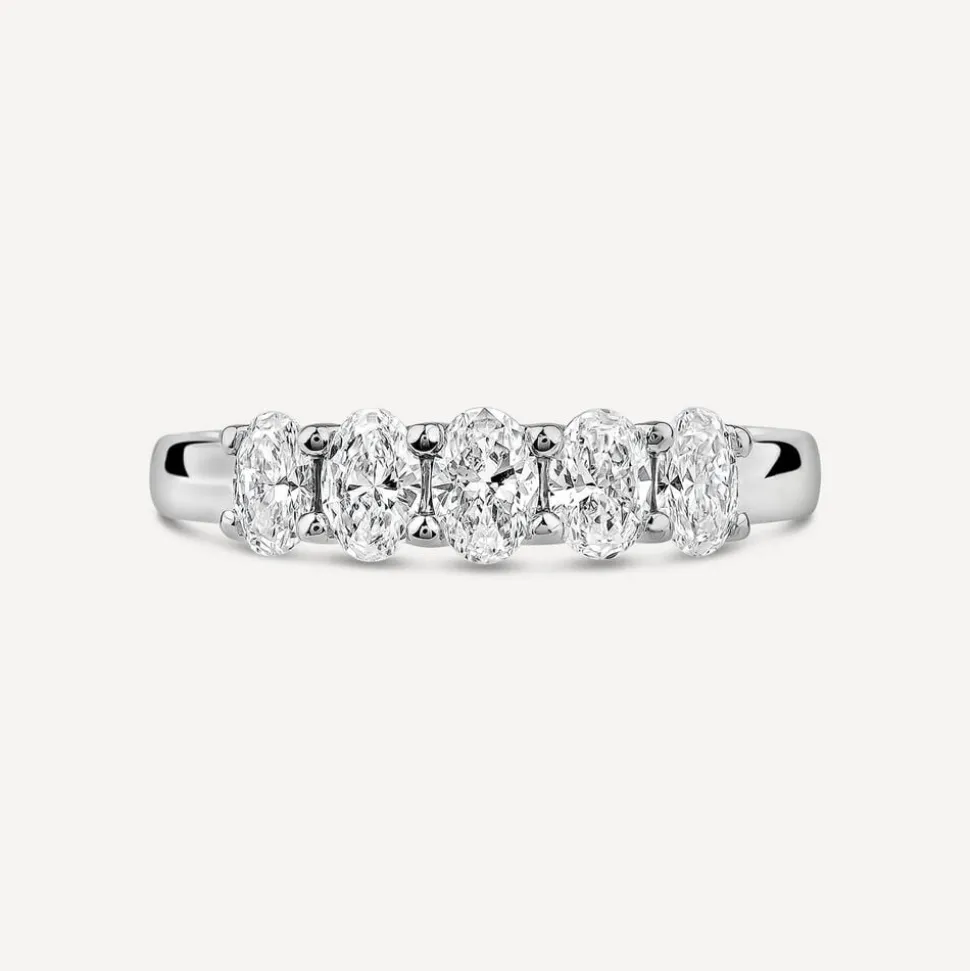Born Platinum 0.90ct Lab Grown 5 Stone Oval Half Eternity Diamond Ring