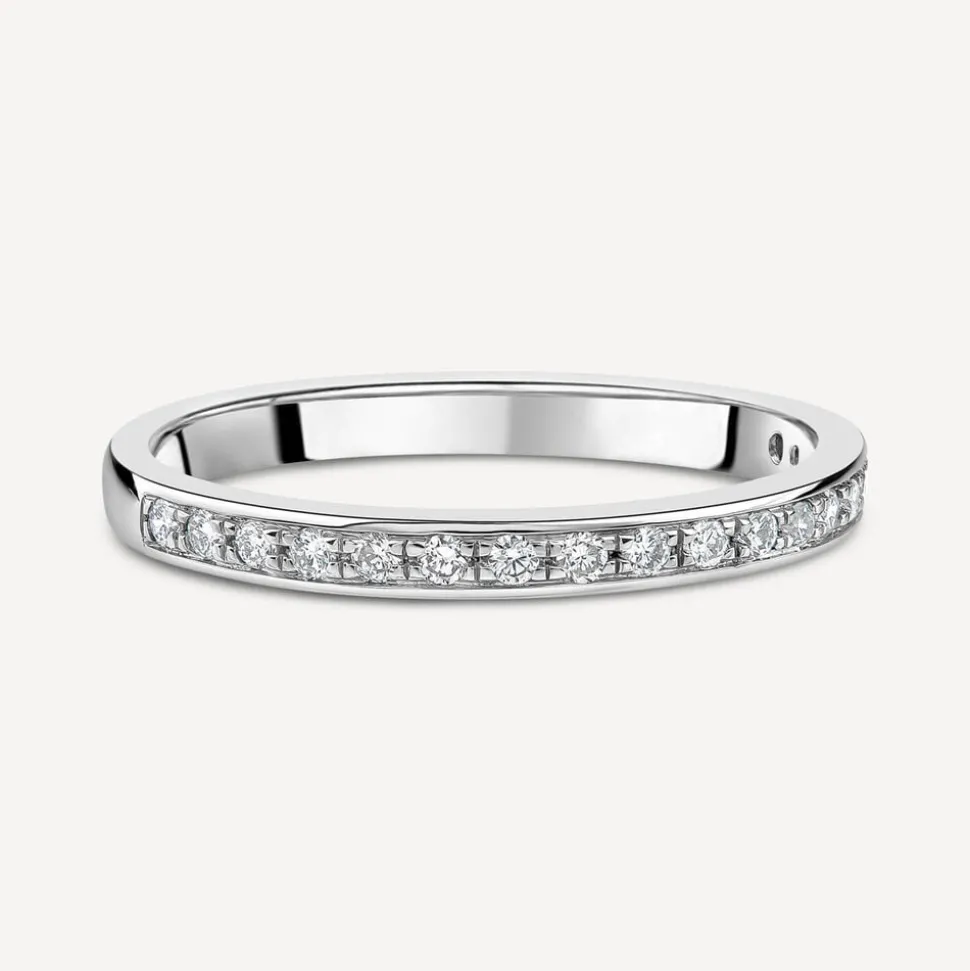 Born Platinum 0.15ct Lab Grown Diamond Pave Set Half Eternity Wedding Ring
