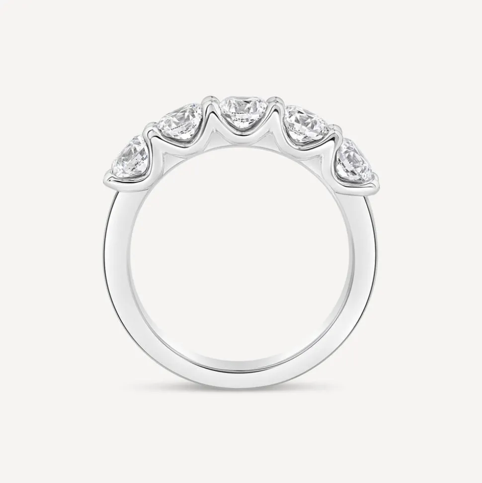 Born Platinum 2ct Lab Grown 5 Stone Half Eternity Diamond Ring