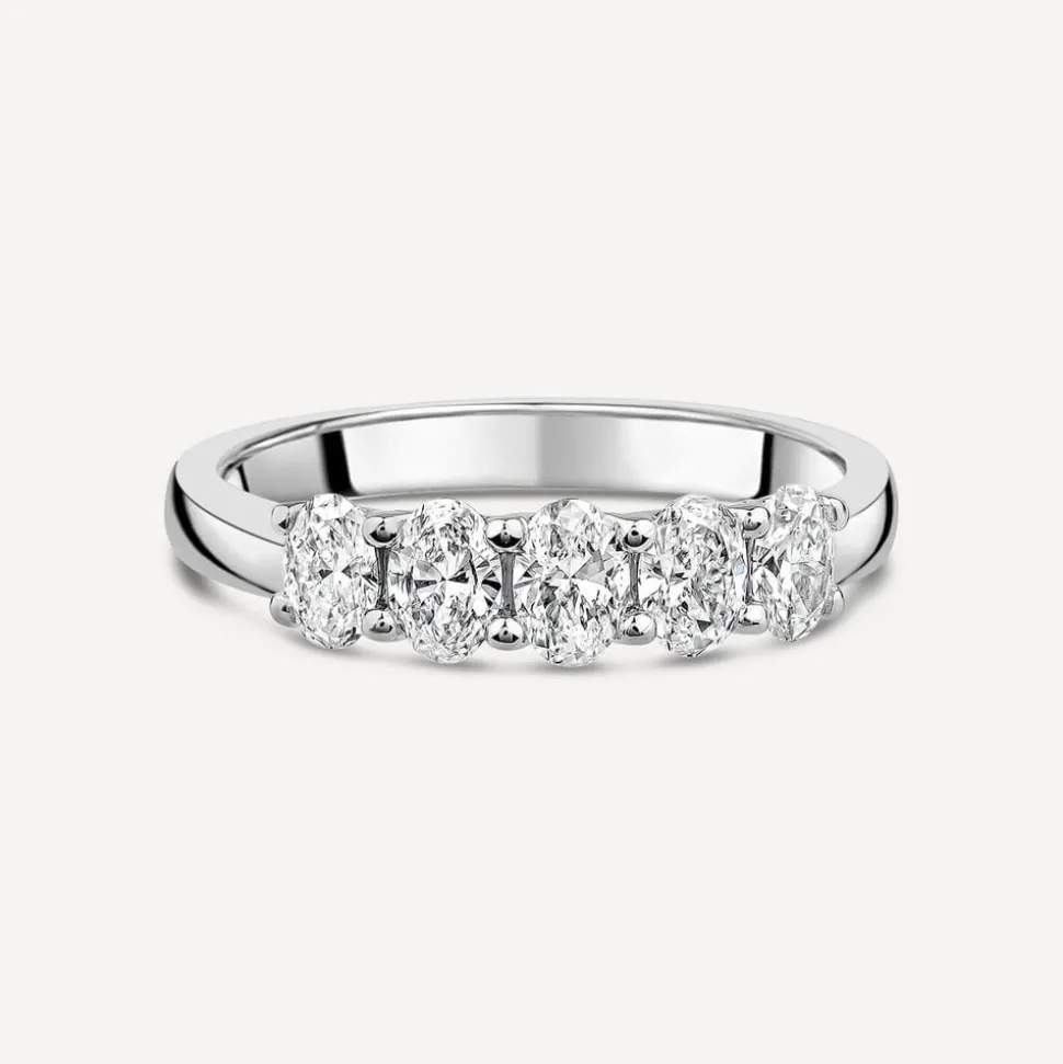 Born Platinum 0.90ct Lab Grown 5 Stone Oval Half Eternity Diamond Ring