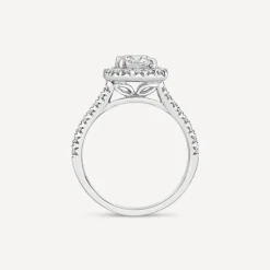 Born Platinum 1.40ct lab Grown Round Halo & Diamond Sides Ring