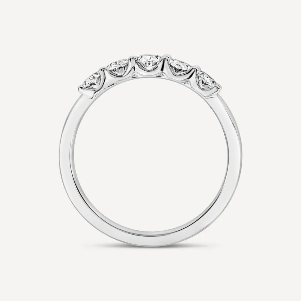 Born Platinum 0.90ct Lab Grown 5 Stone Oval Half Eternity Diamond Ring