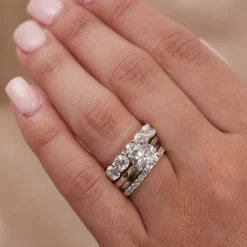 Born Platinum 2ct Lab Grown 5 Stone Half Eternity Diamond Ring