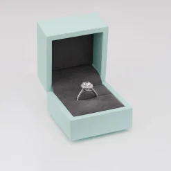 Born Platinum 1.40ct lab Grown Round Halo & Diamond Sides Ring