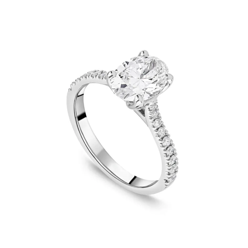 Born Platinum Lab Grown 1.40ct Oval & Diamond Sides Ring