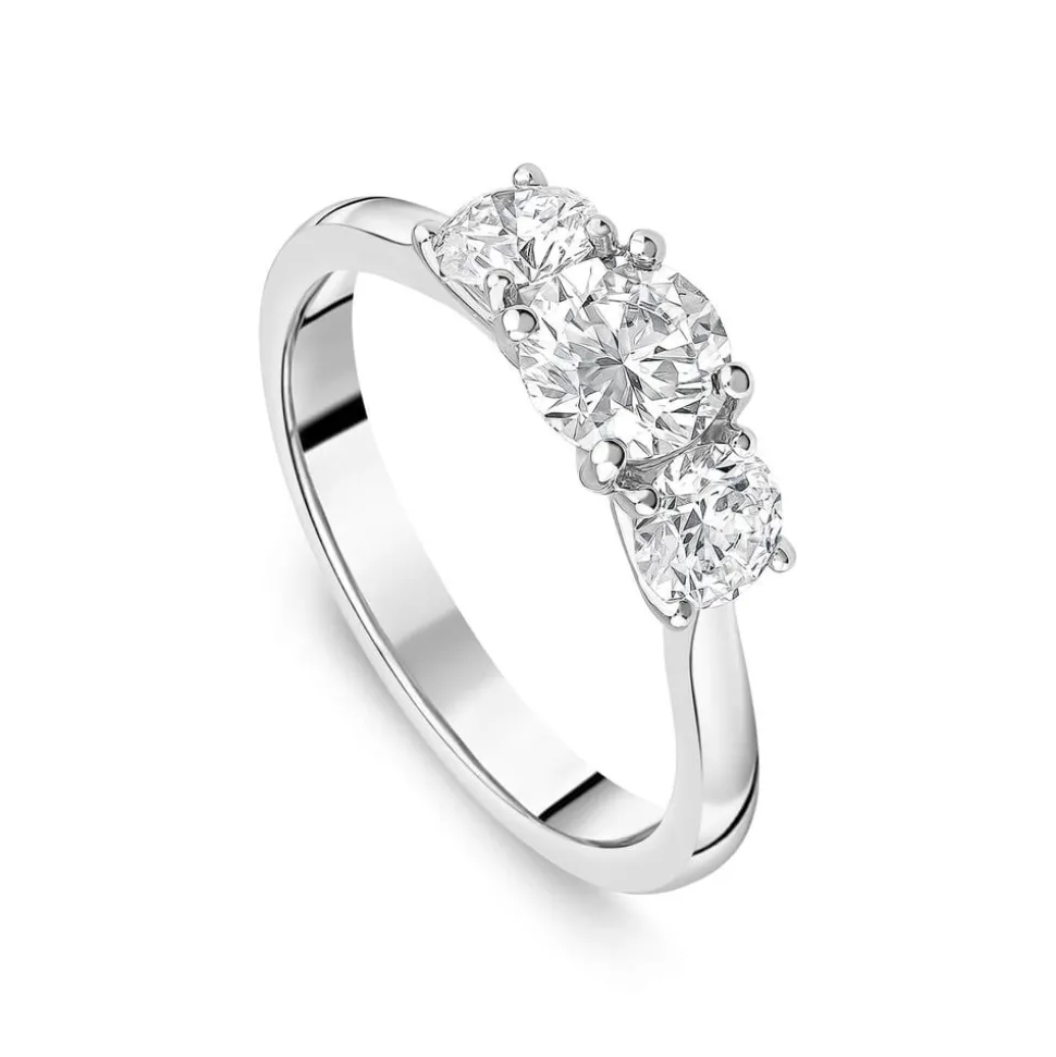 Born Platinum Lab Grown 1ct 3 Stone Round Brilliant Diamond Ring