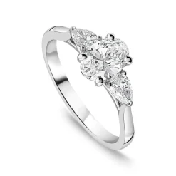 Born Platinum Lab Grown 1.40ct Oval & Pear Sides Diamond Ring