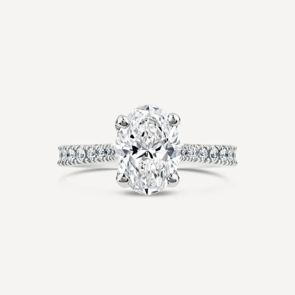 Born Platinum Lab Grown 1.40ct Oval & Diamond Sides Ring